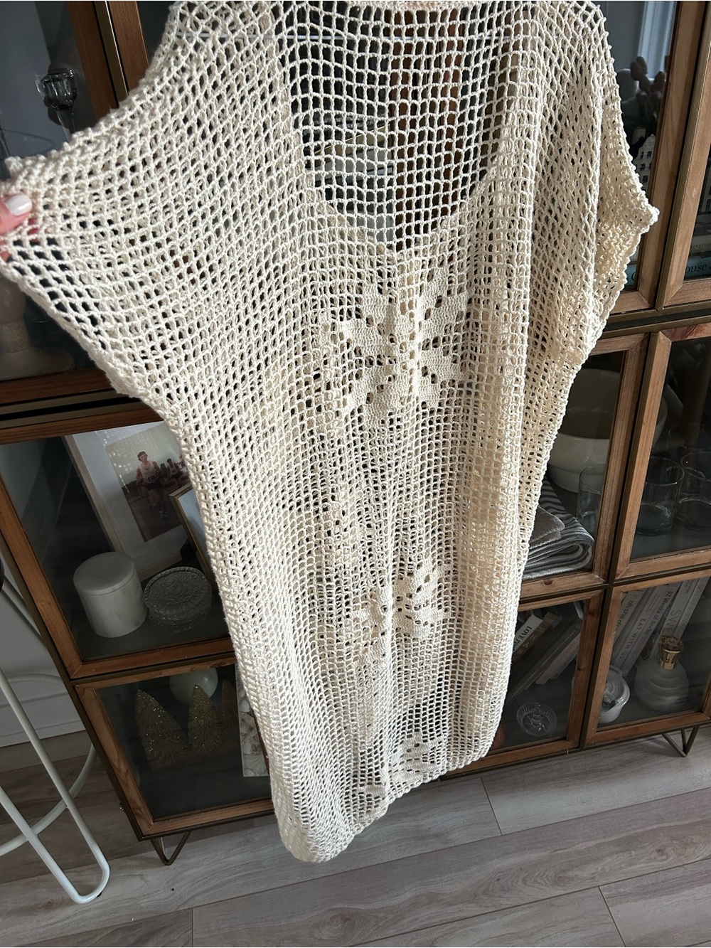 Vintage 100% Cotton Crochet Button-Front Cover-Up Bikini Swimsuit - Picture 6 of 9